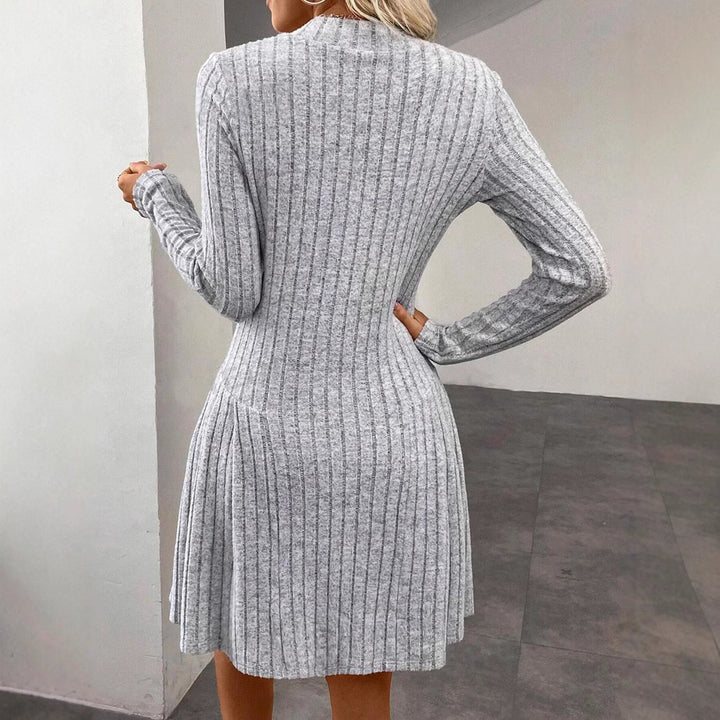 Damen Elegantes Rollkragenkleid mit Reißverschluss Drune