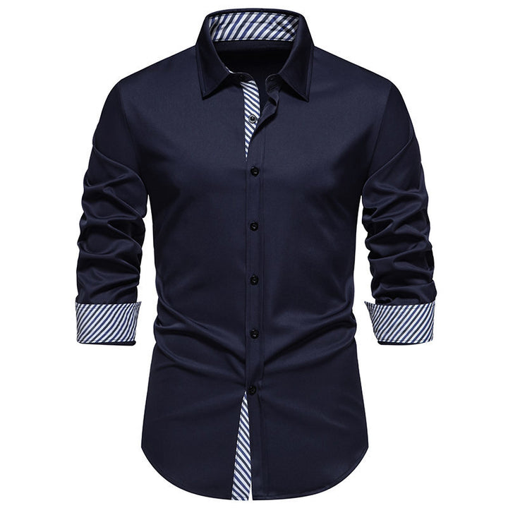 Herren Stilvolles Langarmhemd mit gestreiftem Detail Drune