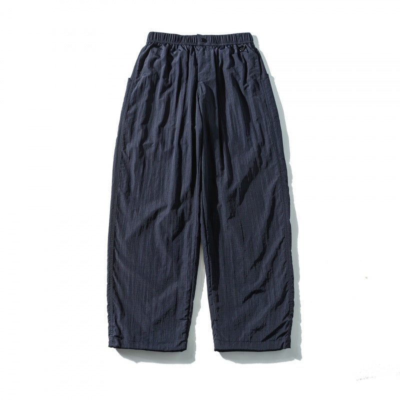 Unisex Weite Crinkle-Hose mit elastischem Tunnelzugbund, tiefem Schritt und Seitentaschen Drune