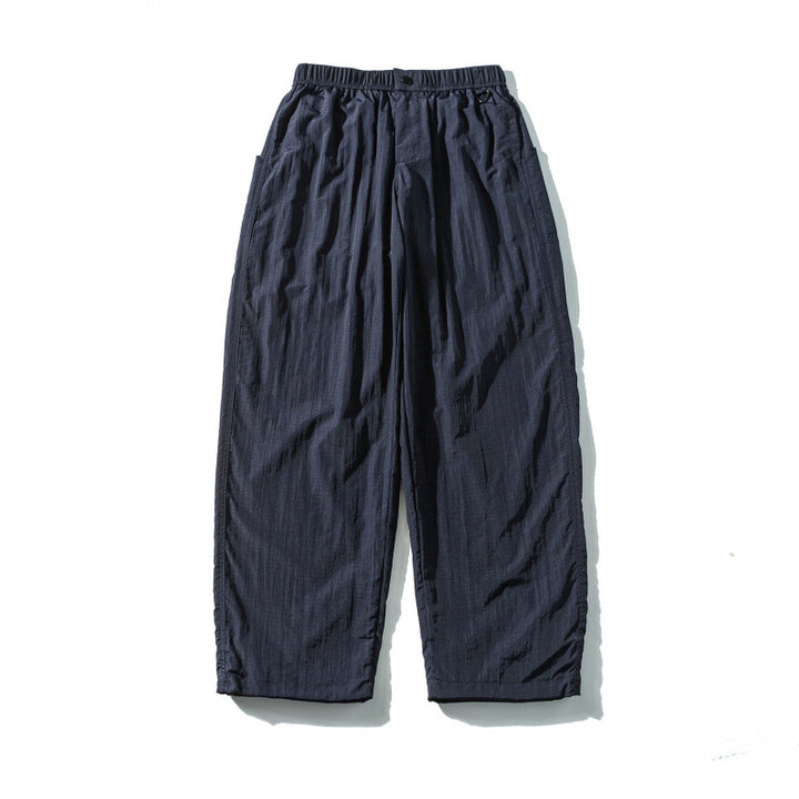 Unisex Weite Crinkle-Hose mit elastischem Tunnelzugbund, tiefem Schritt und Seitentaschen Drune