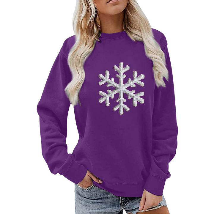 Damen Sweatshirt mit funkelndem Schneeflockenmotiv und lässigem Schnitt Drune