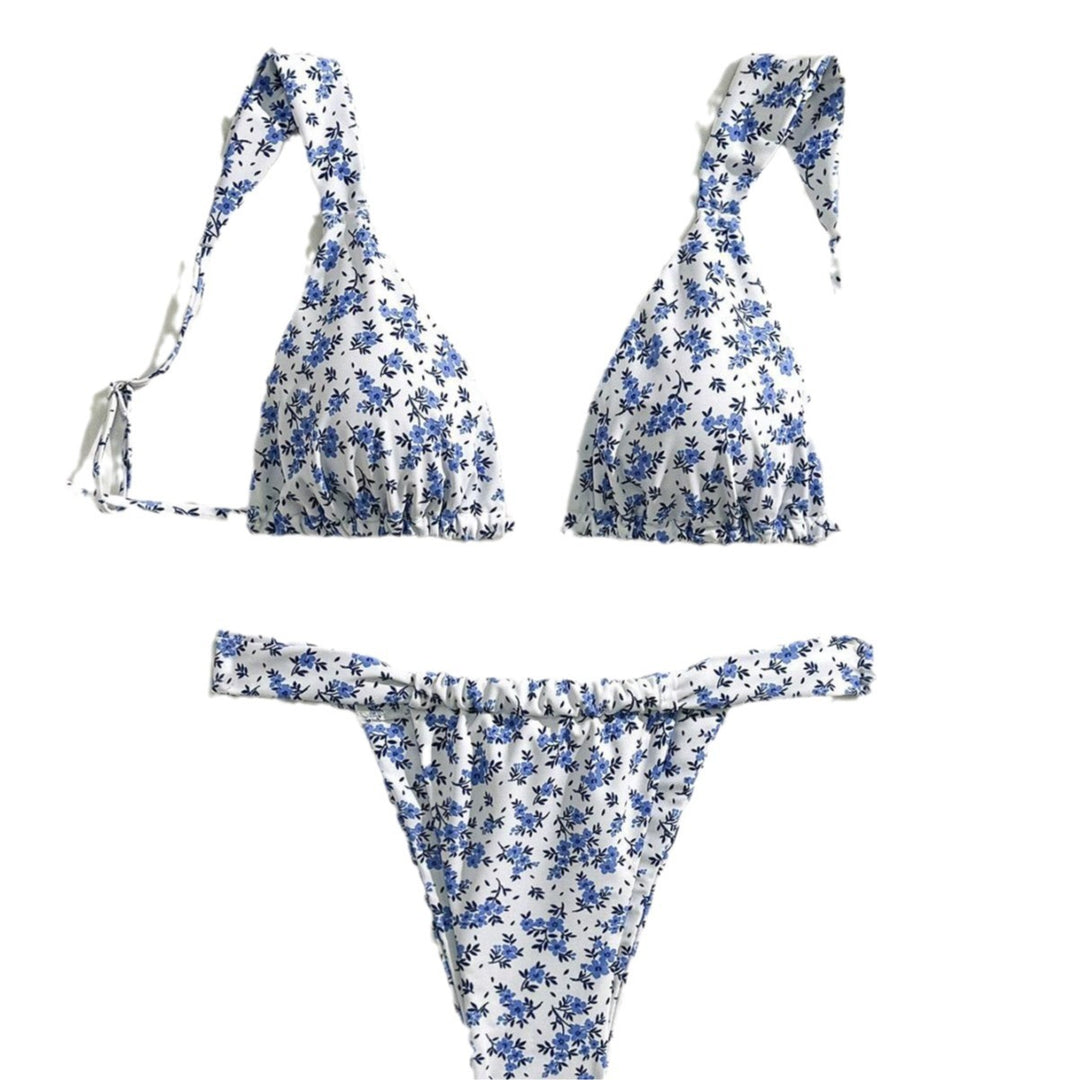Damen Triangel-Bikini mit floralen Mustern und verstellbaren Trägern Drune
