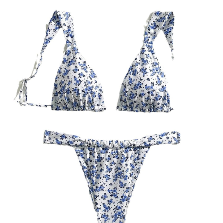 Damen Triangel-Bikini mit floralen Mustern und verstellbaren Trägern Drune