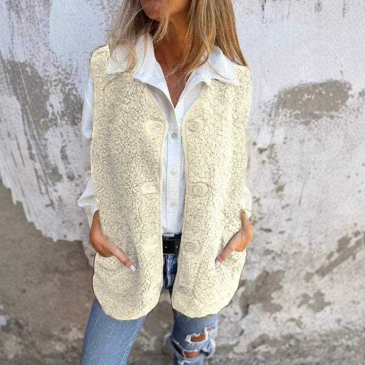 Damen lässige Strickweste mit Knopfdetails und praktischen Taschen Drune