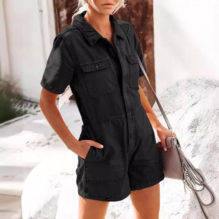 Damen Kurzoverall im lässigen Utility-Stil mit praktischen Taschen Drune