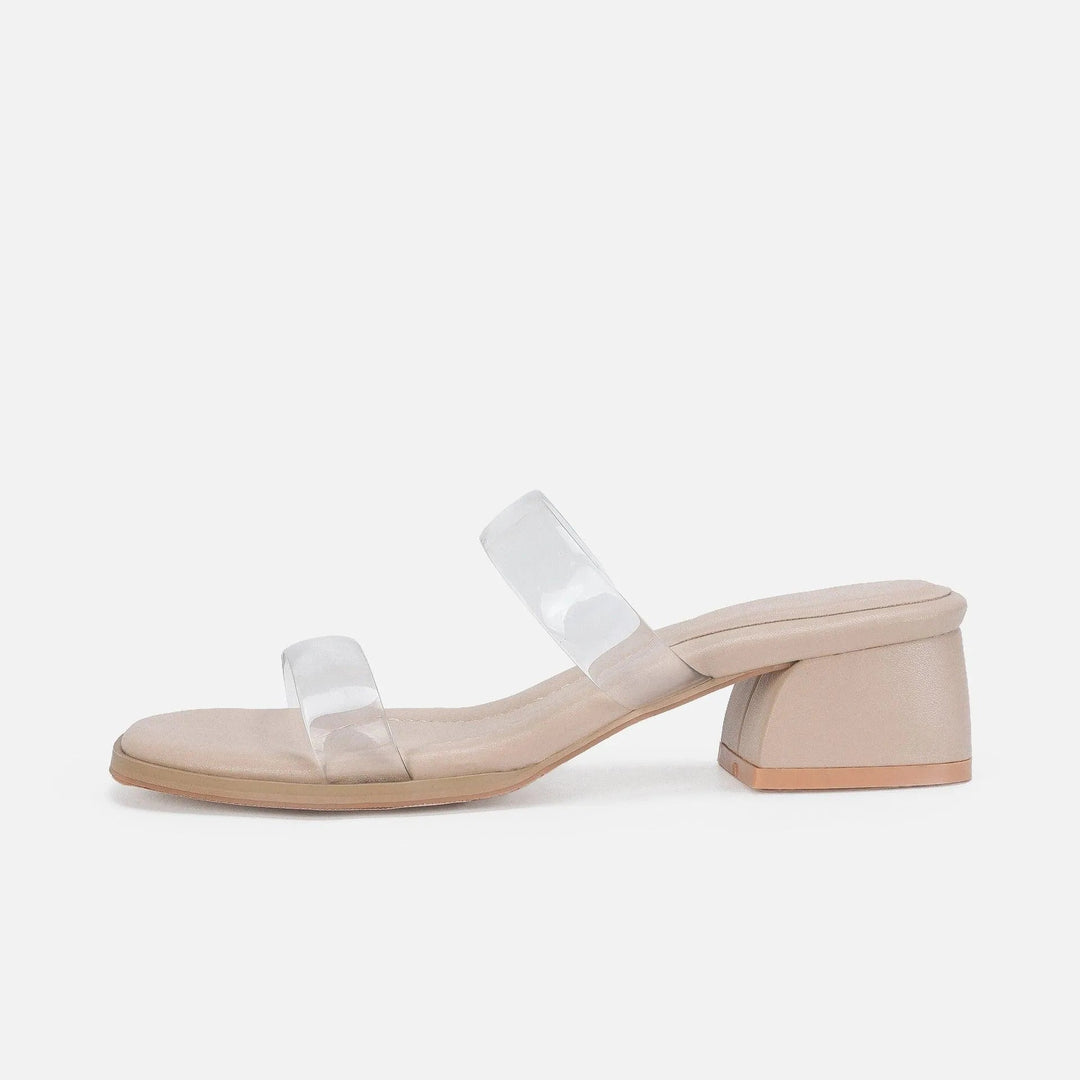 Drune | Damen Sandalen mit mittelhohem Absatz transparent