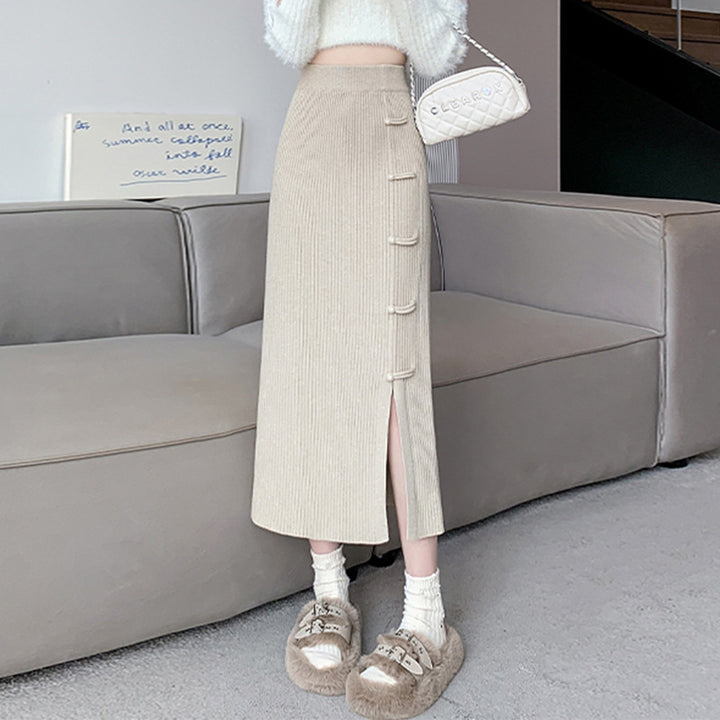 Damen Eleganter und raffinierter Strickrock mit Seitenschlitz Drune