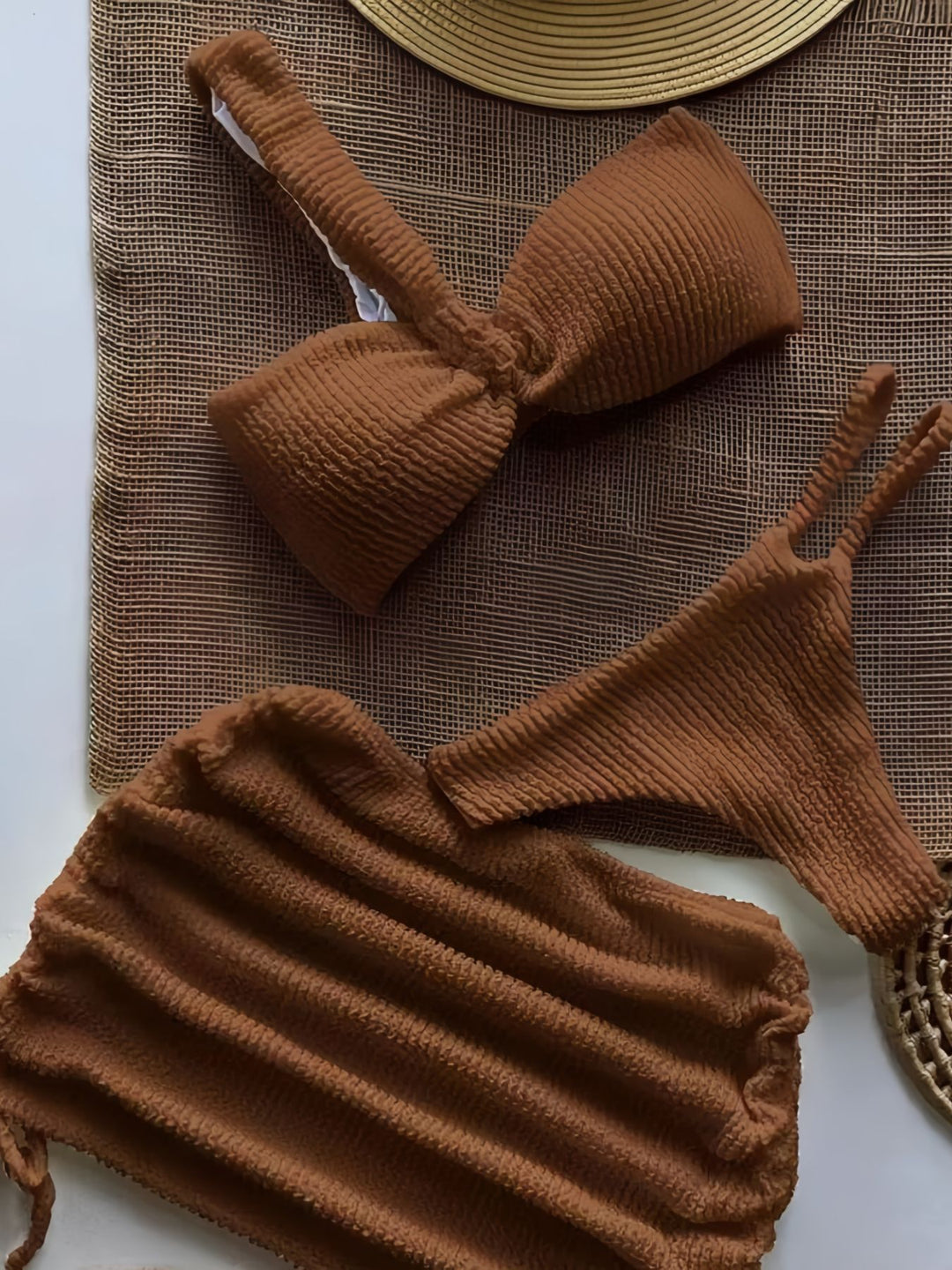 Damen Bandeau-Bikini-Set mit Raffungen Drune