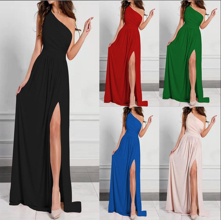 Damen Maxikleid mit asymmetrischem Schnitt und verführerischem Beinschlitz Drune