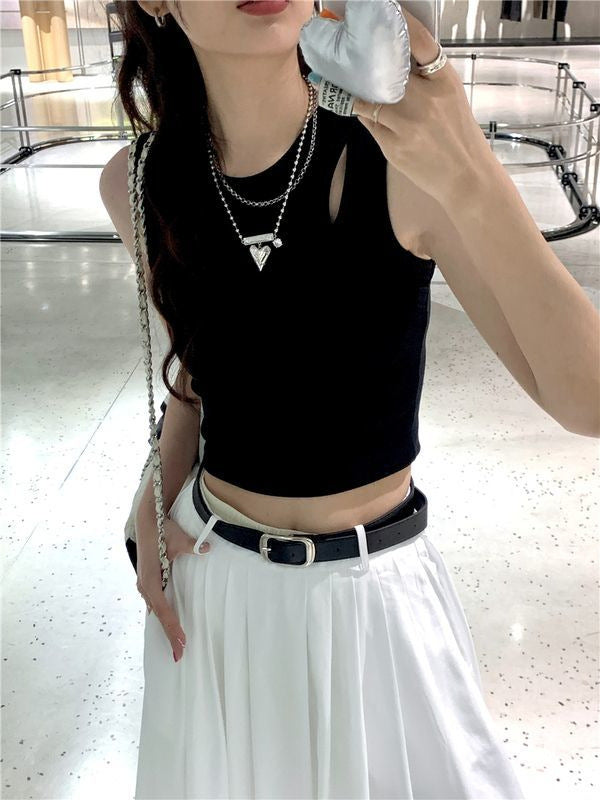 Damen Crop-Top mit elastischem Bund und asymmetrischem Ausschnitt Drune