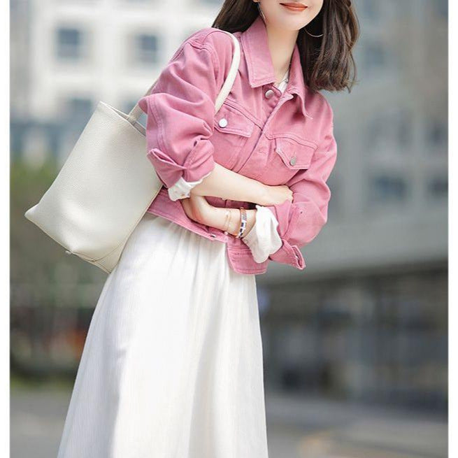 Damen Kurze Denimjacke mit modernen Details Drune