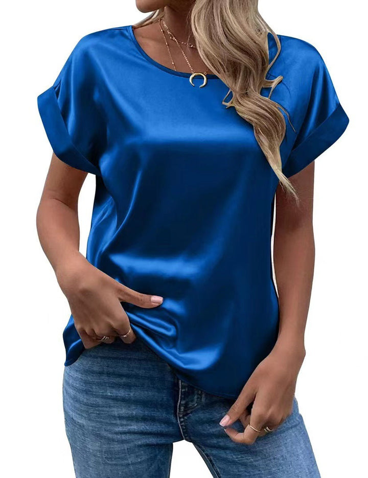 Damen Satin T-Shirt mit elegante Details Drune