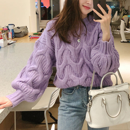Damen Modischer Strickpullover mit einzigartigem Wellenmuster Drune
