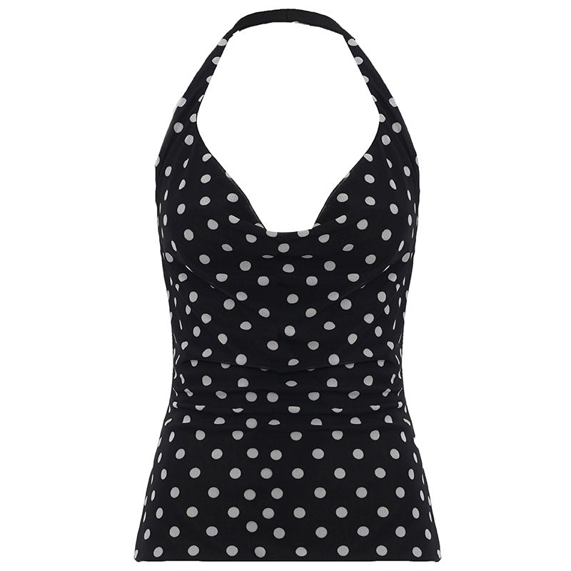 Damen Freizeit Top mit verspieltem Polka-Dots-Muster und modernem V-Ausschnitt Drune