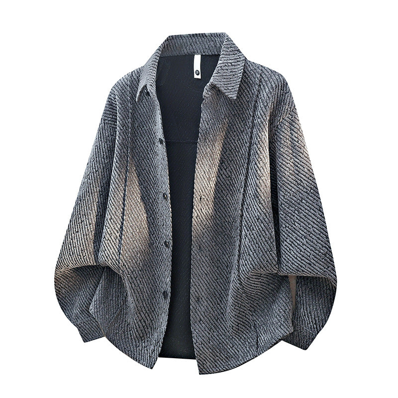 Damen großzügig geschnittene Overshirt-Jacke mit Hemdkragen und strukturierter Musteroptik Drune