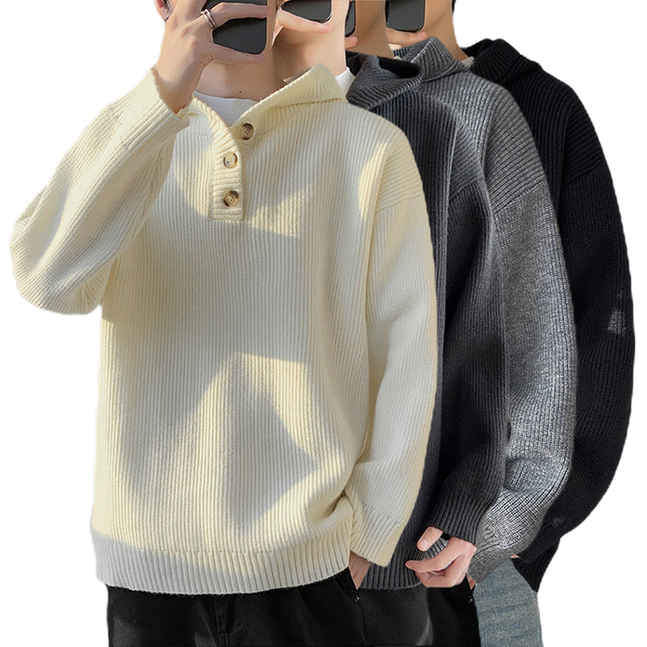 Herren Gemütlicher Hoodie mit Knopfdetails und Rippenstruktur Drune