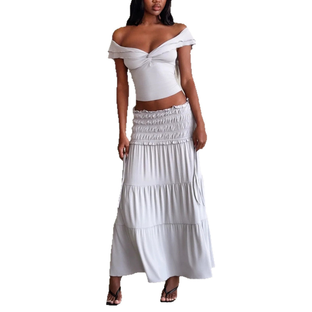 Damen Elegantes Wickeloberteil und maxirock Drune