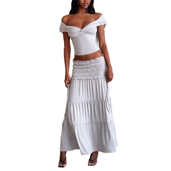 Damen Elegantes Wickeloberteil und maxirock Drune