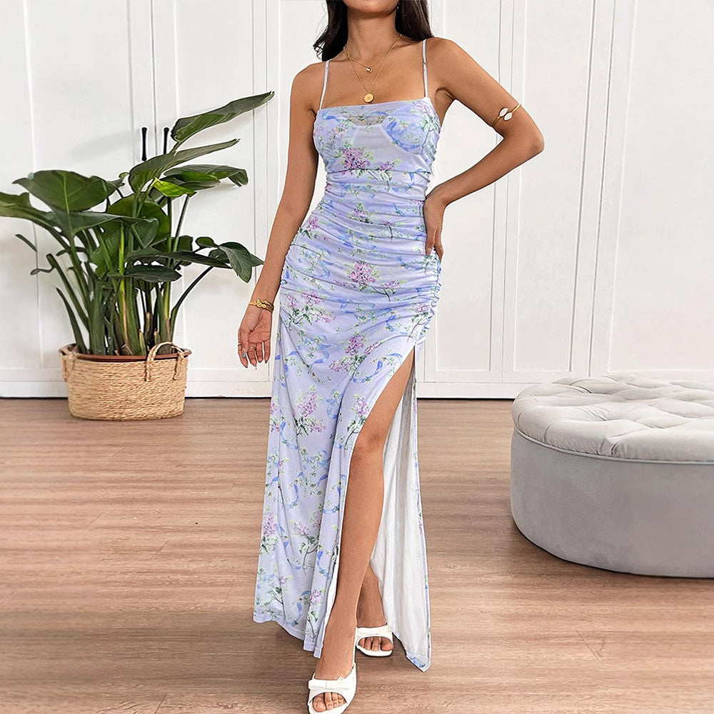 Damen Maxikleid im romantischen Floral-Design mit verstellbaren Trägern Drune