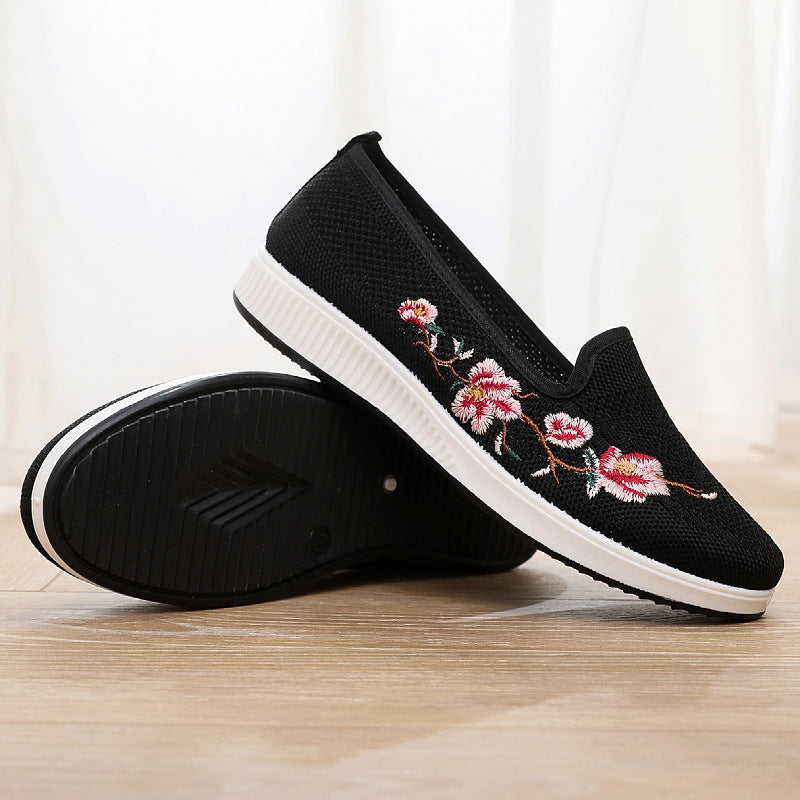 Damen Slip-On Sneaker mit floralem Stickmuster Drune