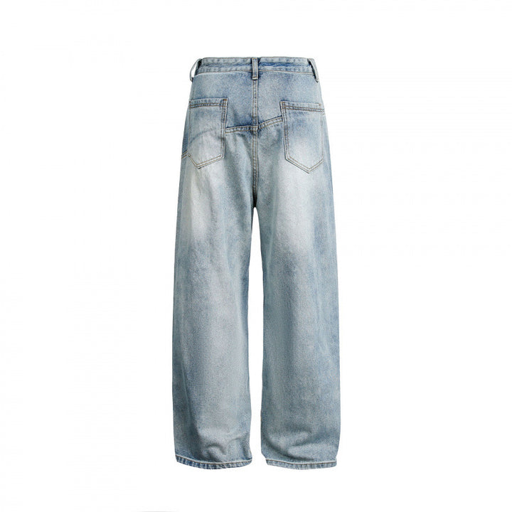 Damen Weite hochgeschnittene Baggy-Jeans mit geschwungenen Vornähten und aufgesetzten Taschen Drune
