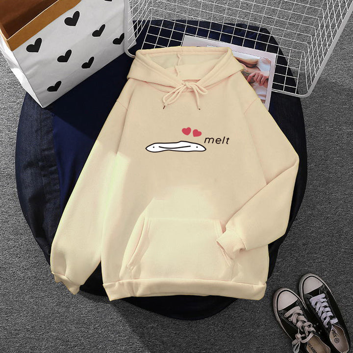 Damen nan Kapuzenpullover mit minimalistischer Grafik, lockerer Oversize-Passform und Kängurutasche Drune