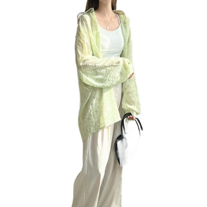 Damen Chiffon-Cardigan mit floralem Muster und elegantem Schnitt Drune
