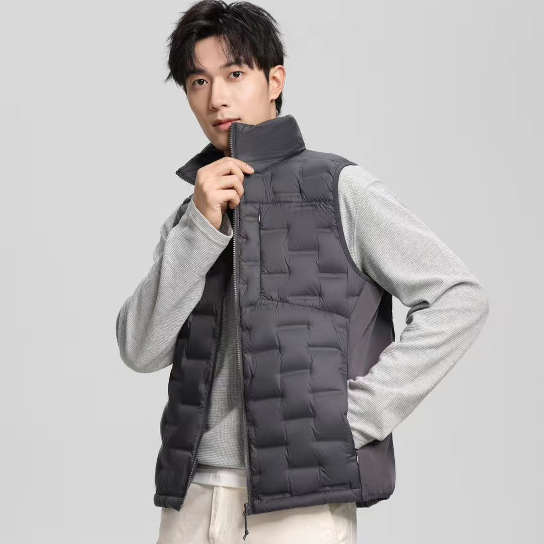 Herren leichte gesteppte Thermo-Daunenjacke mit Stehkragen und Brusttasche Drune