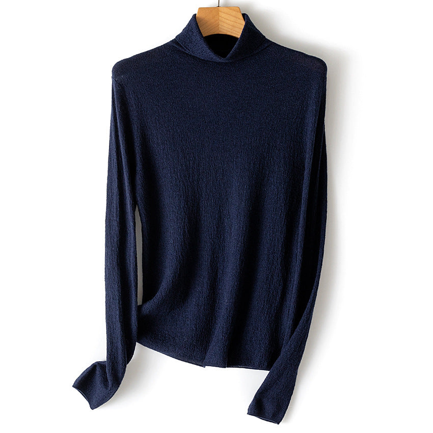 Damen Feiner Crinkle-Rollkragenpullover mit leichtem Fall Drune