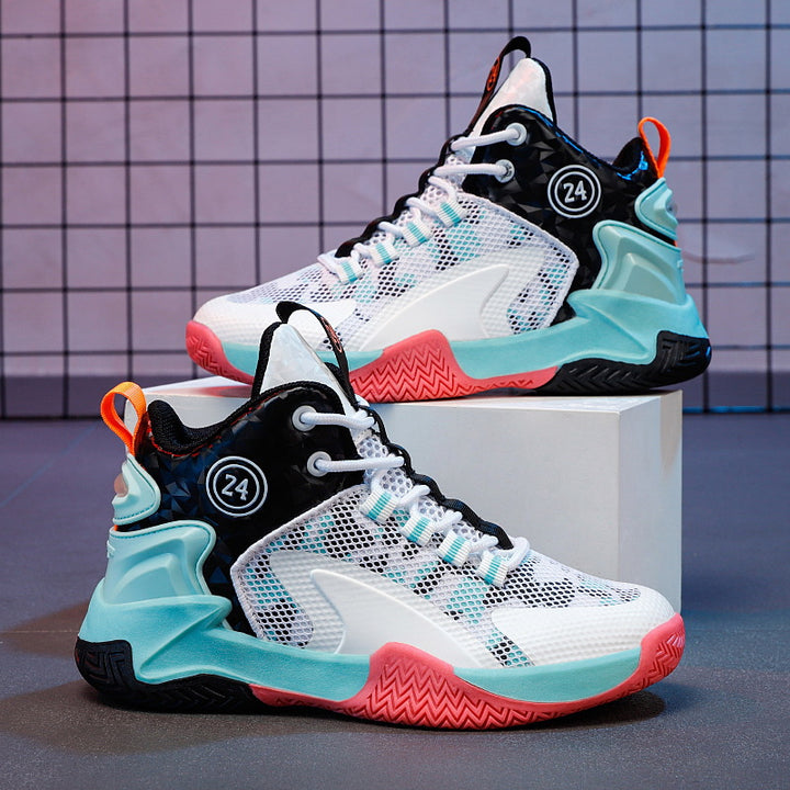 Herren Basketball-High-Top Sneaker mit geometrischem Struktur-Obermaterial und griffiger Herringbone-Sohle Drune