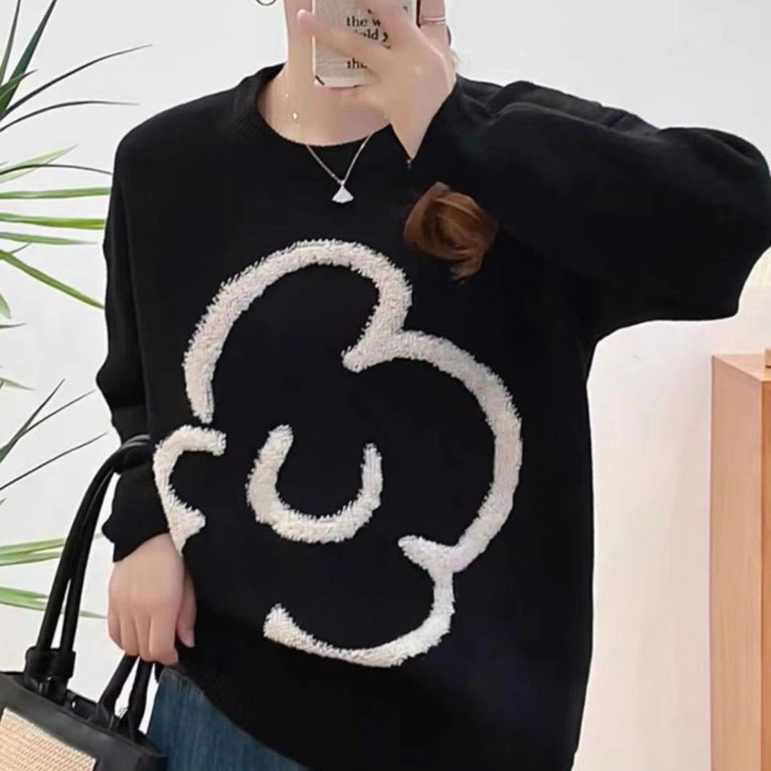 Damen oversized Pullover mit floralem 3D-Design Drune