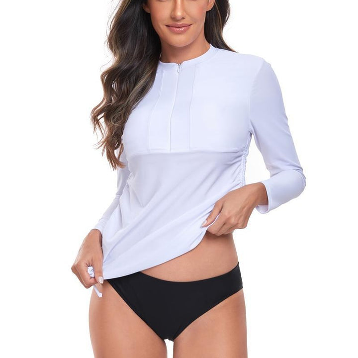 Damen Langärmliges Rashguard Shirt mit figurformenden Raffungen Drune