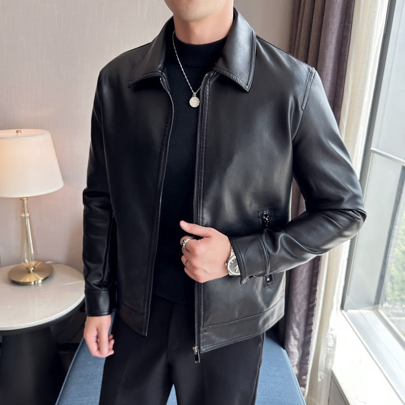 Herren Klassische Lederjacke Drune