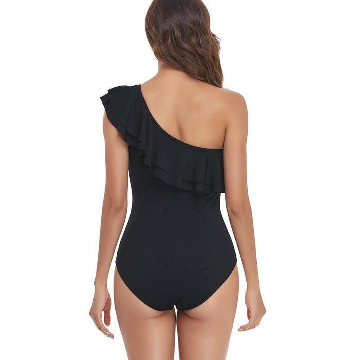 Damen Einteiler Badeanzug mit asymmetrischem Schnitt und voluminösem Rüschendetail Drune