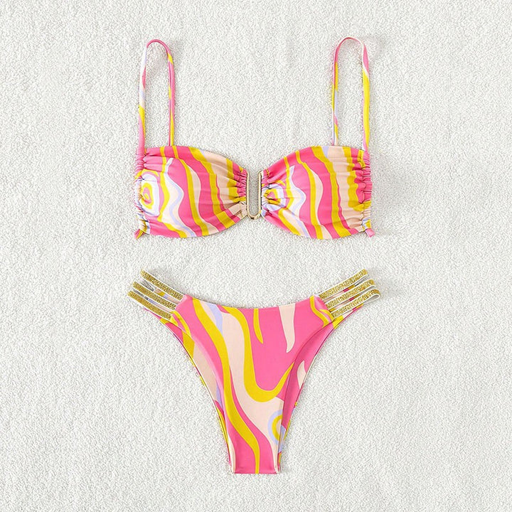Damen Bikini mit auffälligem Wellendesign Drune