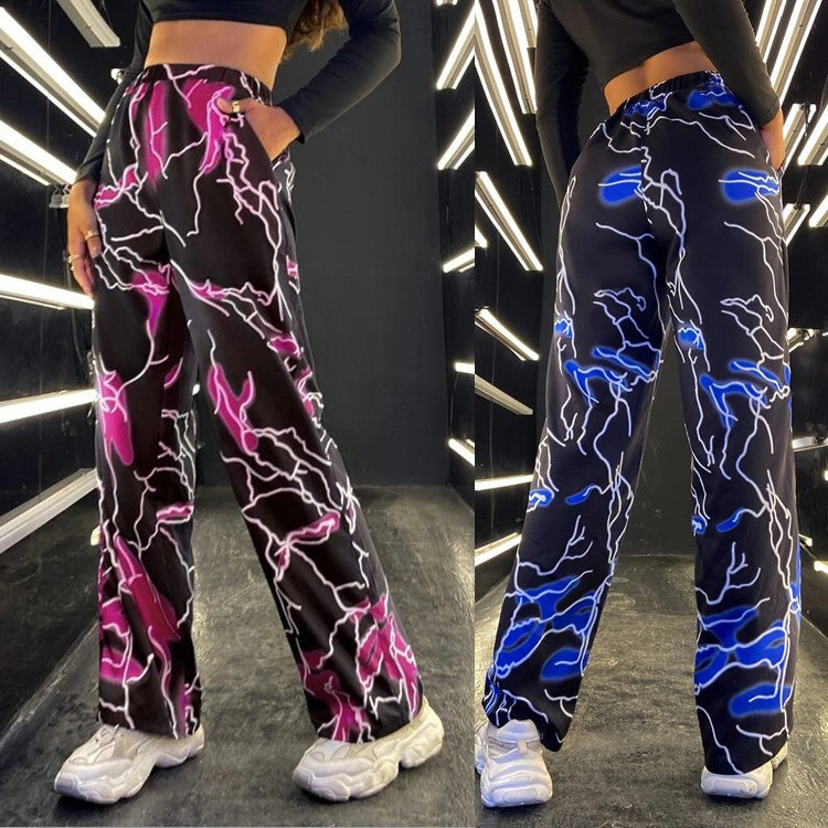 Damen stylische weite Hosen mit einzigartigem Blitzeffekt Drune