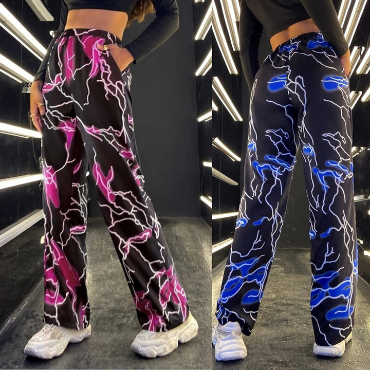Damen stylische weite Hosen mit einzigartigem Blitzeffekt Drune