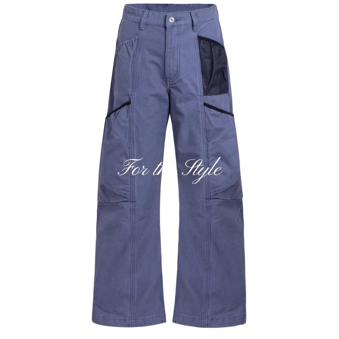 Damen Utility-Cargo-Hose mit weitem Bein, Mehrfach‑Taschen & Mesh‑Einsatz Drune