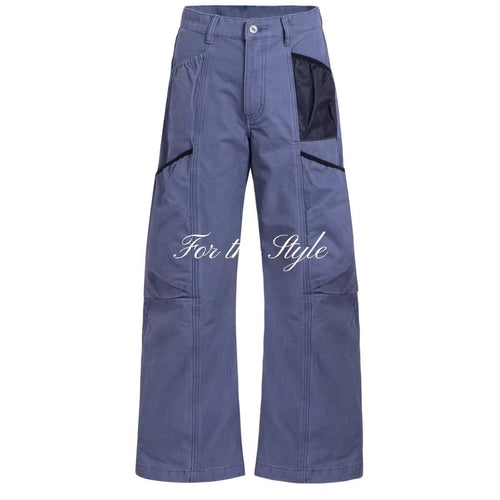 Damen Utility-Cargo-Hose mit weitem Bein, Mehrfach‑Taschen & Mesh‑Einsatz Drune