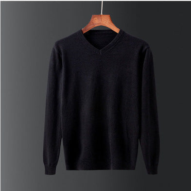 Herren eleganter V-Ausschnitt Pullover aus feiner Wolle Drune