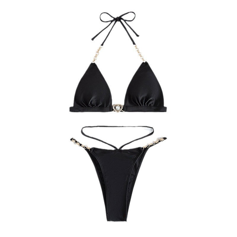 Damen Triangel-Bikini mit verstellbaren Trägern und glamourösem Schmuckbesatz Drune