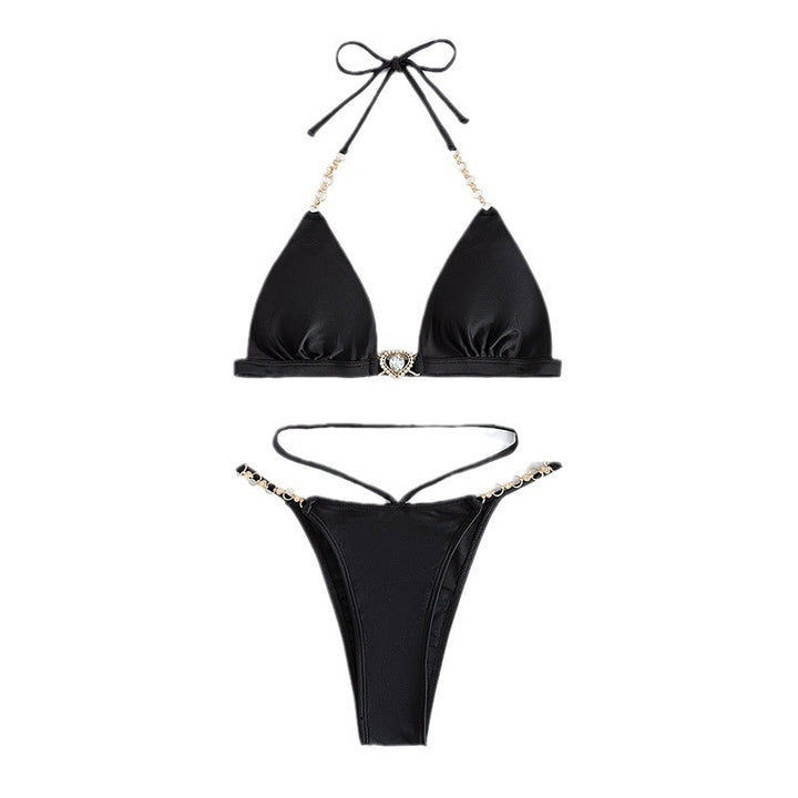 Damen Triangel-Bikini mit verstellbaren Trägern und glamourösem Schmuckbesatz Drune
