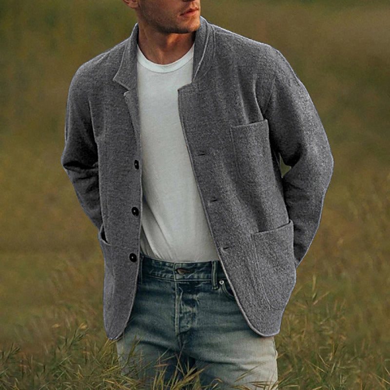 Herren lässige Wolljacke mit modernem Schnitt und praktischen Taschen Drune