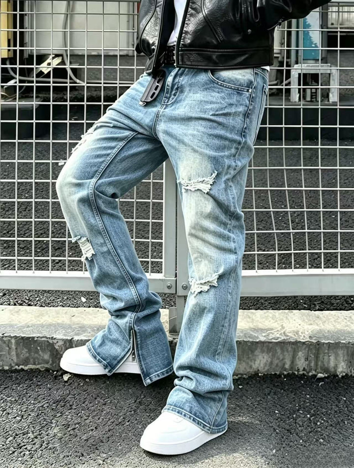 Herren Flared Jeans mit Reißverschluss Drune