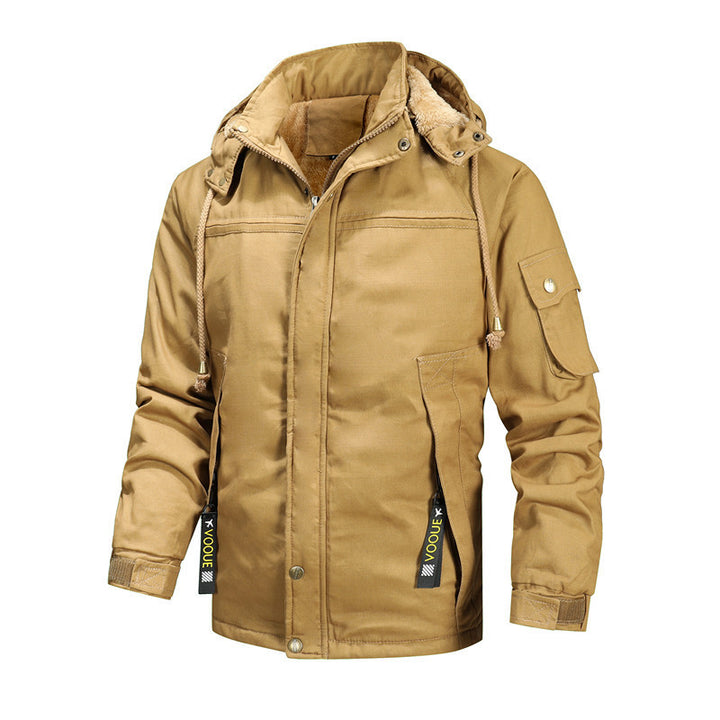 Herren Thermo-Fieldblouson mit abnehmbarer Kapuze, Sherpa‑Innenfutter und Ärmel‑Pattentasche Drune