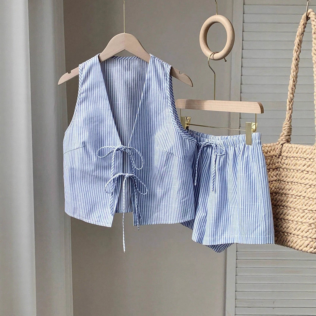 Damen Lässiges Zweiteiliges Set mit Bindegürtel Drune