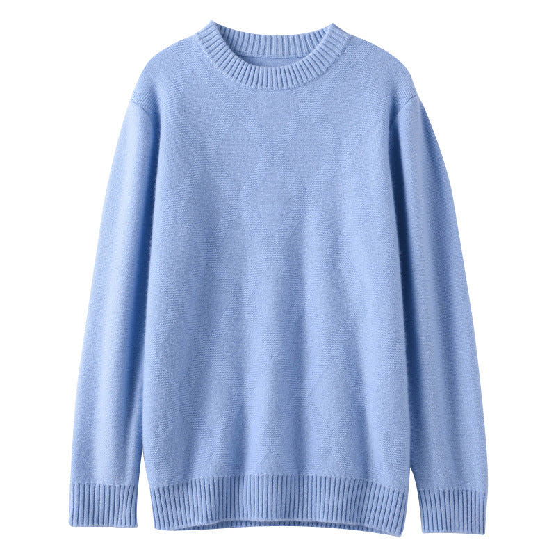 Herren Feiner Rundhals‑Pullover mit dezenter Rautenstruktur aus Kaschmir‑Mix Drune