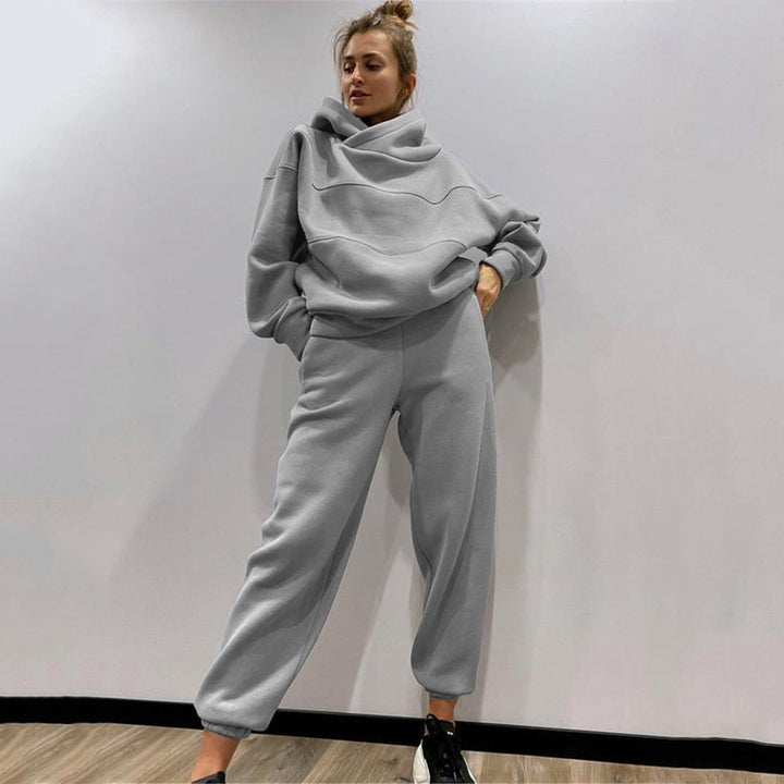 Damen Oversized Loungewear-Set aus schwerem French-Terry mit strukturierter Kapuze und Relax-Jogginghose Drune