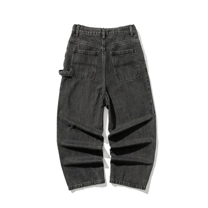 Herren Extraweite Baggy-Jeans im Vintage-Wash mit Tunnelzug und elastischem Saum Drune