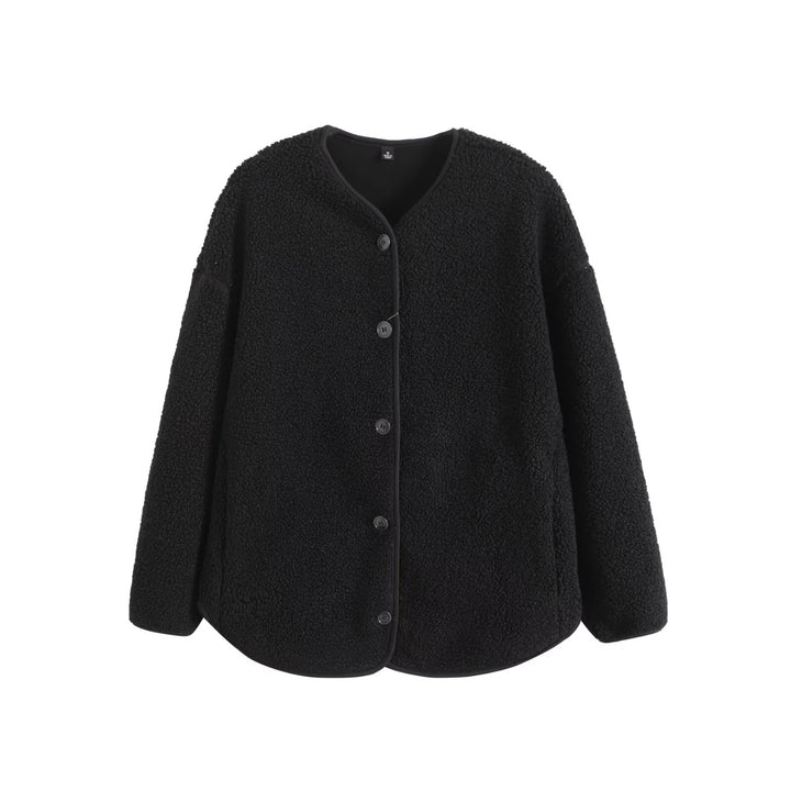 Damen weiche und gemütliche Kuscheljacke mit Knopfleiste Drune